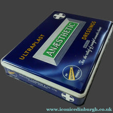 Load image into Gallery viewer, Vintage 1960s SCOTTISH First Aid Kit in a Tin (with some vintage contents). Wallace, Cameron &amp; Co Ltd (Glasgow)
