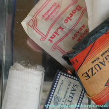 Load image into Gallery viewer, Vintage 1960s SCOTTISH First Aid Kit in a Tin (with some vintage contents). Wallace, Cameron &amp; Co Ltd (Glasgow)
