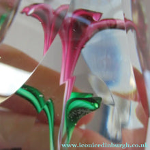 Load image into Gallery viewer, 1960s Strathearn Paperweight Lampwork Pink Flower and Faceted Panels Original Box Scottish Glass
