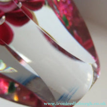 Load image into Gallery viewer, 1960s Strathearn Paperweight Lampwork Pink Flower and Faceted Panels Original Box Scottish Glass

