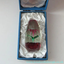 Load image into Gallery viewer, 1960s Strathearn Paperweight Lampwork Pink Flower and Faceted Panels Original Box Scottish Glass
