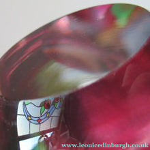 Load image into Gallery viewer, 1960s Strathearn Paperweight Lampwork Pink Flower and Faceted Panels Original Box Scottish Glass
