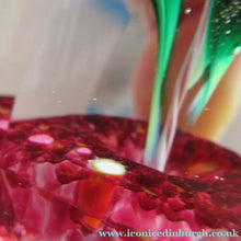 Load image into Gallery viewer, 1960s Strathearn Paperweight Lampwork Pink Flower and Faceted Panels Original Box Scottish Glass
