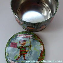 Load image into Gallery viewer, Vintage 1960s THORNE'S Toffee Tin: Robin Hood and his Merry Men Design
