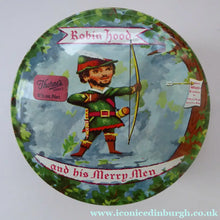 Load image into Gallery viewer, Vintage 1960s THORNE'S Toffee Tin: Robin Hood and his Merry Men Design
