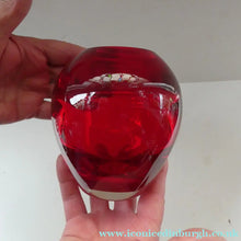 Load image into Gallery viewer, Vintage 1960s WHITEFRIARS Ruby Red Ovoid Glass Vase. Design Number 9585 by Geoffrey Baxter
