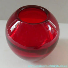 Load image into Gallery viewer, Vintage 1960s WHITEFRIARS Ruby Red Ovoid Glass Vase. Design Number 9585 by Geoffrey Baxter
