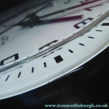 Load image into Gallery viewer, Vintage 1970s ANSTEY &amp; WILSON Abstract Black and White Wall Clock. Good Vintage Condition. Battery Operated
