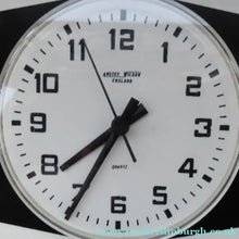 Load image into Gallery viewer, Vintage 1970s ANSTEY &amp; WILSON Abstract Black and White Wall Clock. Good Vintage Condition. Battery Operated
