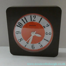 Load image into Gallery viewer, Made in Ireland Wall Clock Hanson or Hansco. Vintage Orange and Brown Plastic
