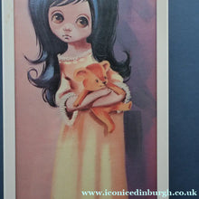 Load image into Gallery viewer, Vintage 1970's Kitsch "Big Eyes" Print By D Golding. Bedtime - Girl with Her Teddy Bear

