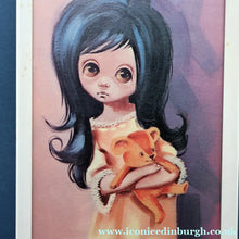Load image into Gallery viewer, Vintage 1970's Kitsch "Big Eyes" Print By D Golding. Bedtime - Girl with Her Teddy Bear
