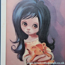 Load image into Gallery viewer, Vintage 1970's Kitsch "Big Eyes" Print By D Golding. Bedtime - Girl with Her Teddy Bear
