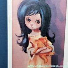 Load image into Gallery viewer, Vintage 1970's Kitsch "Big Eyes" Print By D Golding. Bedtime - Girl with Her Teddy Bear
