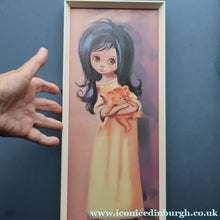 Load image into Gallery viewer, Vintage 1970's Kitsch "Big Eyes" Print By D Golding. Bedtime - Girl with Her Teddy Bear
