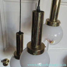 Load image into Gallery viewer, Vintage 1970s MAZZEGA Murano Glass Hanging Pendant Light Fitting with Three Shades.
