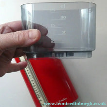 Load image into Gallery viewer, Vintage 1970s Portable Space Age Kitchen Scales by Terraillon PL350. Fabulous Scarlet Red Colour
