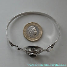 Load image into Gallery viewer, 1970s Silver (925) Bracelet with Art Nouveau Style Round Shield Decoration and Hook Clasp
