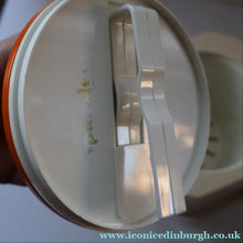 Load image into Gallery viewer, Vintage 1970s SPACE AGE Orange and White Sparklets Ice Bucket. Complete with Tongs in the Lid
