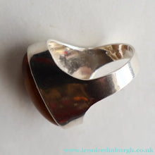 Load image into Gallery viewer, Vintage 1977 Hallmarked Space Age Silver Rings with Oval Tiger's Eye Inclusion. Size O
