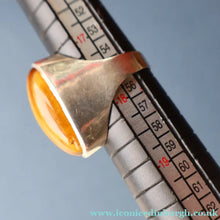 Load image into Gallery viewer, Vintage 1977 Hallmarked Space Age Silver Rings with Oval Tiger's Eye Inclusion. Size O
