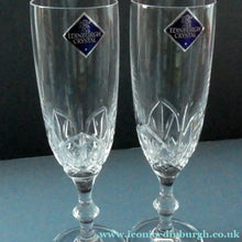 Load image into Gallery viewer, Vintage Edinburgh Crystal PAIR of Tall CHAMPAGNE Flute Glasses.  7 3/8 inches
