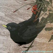 Load image into Gallery viewer, 1980s Woodcut by James Williamson Bell (1938 - 2010), "BLACKBIRD". Signed in Pencil
