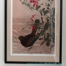 Load image into Gallery viewer, 1980s Woodcut by James Williamson Bell (1938 - 2010), "BLACKBIRD". Signed in Pencil
