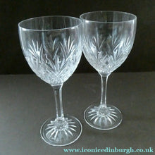 Load image into Gallery viewer, 1990s Edinburgh Crystal Tall White Wine Glasses. TWEED Pattern. Set of Six
