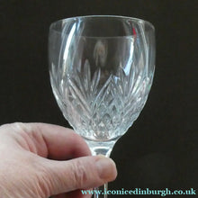 Load image into Gallery viewer, 1990s Edinburgh Crystal Tall White Wine Glasses. TWEED Pattern. Set of Six
