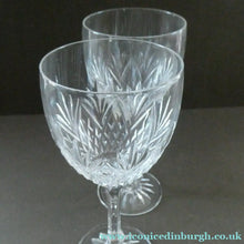 Load image into Gallery viewer, 1990s Edinburgh Crystal Tall White Wine Glasses. TWEED Pattern. Set of Six
