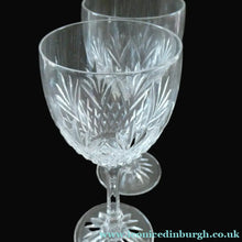 Load image into Gallery viewer, 1990s Edinburgh Crystal Tall White Wine Glasses. TWEED Pattern. Set of Six
