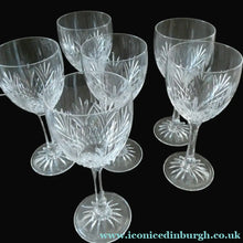 Load image into Gallery viewer, 1990s Edinburgh Crystal Tall White Wine Glasses. TWEED Pattern. Set of Six
