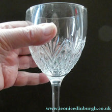 Load image into Gallery viewer, 1990s Edinburgh Crystal Tall White Wine Glasses. TWEED Pattern. Set of Six
