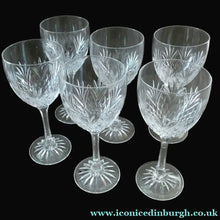 Load image into Gallery viewer, 1990s Edinburgh Crystal Tall White Wine Glasses. TWEED Pattern. Set of Six
