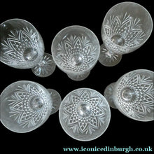 Load image into Gallery viewer, 1990s Edinburgh Crystal Tall White Wine Glasses. TWEED Pattern. Set of Six
