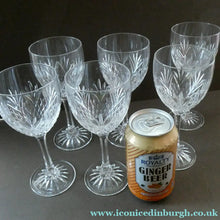 Load image into Gallery viewer, 1990s Edinburgh Crystal Tall White Wine Glasses. TWEED Pattern. Set of Six
