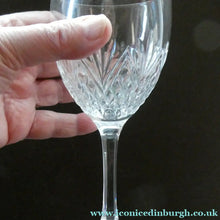 Load image into Gallery viewer, 1990s Edinburgh Crystal Tall White Wine Glasses. TWEED Pattern. Set of Six

