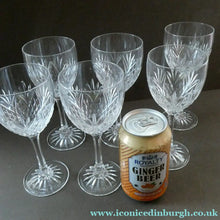 Load image into Gallery viewer, 1990s Edinburgh Crystal Tall White Wine Glasses. TWEED Pattern. Set of Six
