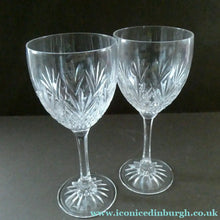 Load image into Gallery viewer, 1990s Edinburgh Crystal Tall White Wine Glasses. TWEED Pattern. Set of Six
