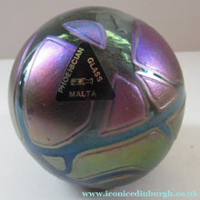 Load image into Gallery viewer, Iridescent 1990 Maltese Phoenician Glass Paperweight with Peacock Lustres
