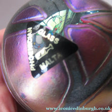 Load image into Gallery viewer, Iridescent 1990 Maltese Phoenician Glass Paperweight with Peacock Lustres
