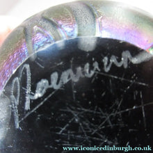 Load image into Gallery viewer, Iridescent 1990 Maltese Phoenician Glass Paperweight with Peacock Lustres
