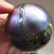 Load image into Gallery viewer, Iridescent 1990 Maltese Phoenician Glass Paperweight with Peacock Lustres
