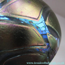 Load image into Gallery viewer, Iridescent 1990 Maltese Phoenician Glass Paperweight with Peacock Lustres
