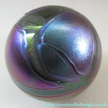 Load image into Gallery viewer, Iridescent 1990 Maltese Phoenician Glass Paperweight with Peacock Lustres

