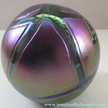 Load image into Gallery viewer, Iridescent 1990 Maltese Phoenician Glass Paperweight with Peacock Lustres
