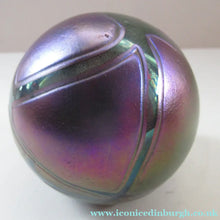 Load image into Gallery viewer, Iridescent 1990 Maltese Phoenician Glass Paperweight with Peacock Lustres
