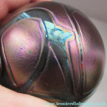 Load image into Gallery viewer, Iridescent 1990 Maltese Phoenician Glass Paperweight with Peacock Lustres
