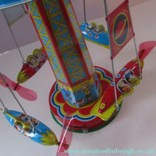 Load image into Gallery viewer, Products Vintage 2000 SCHYLLING Rocket Ride Carousel. Tin Plate Clockwork. Rotating Rockets. BOXED
